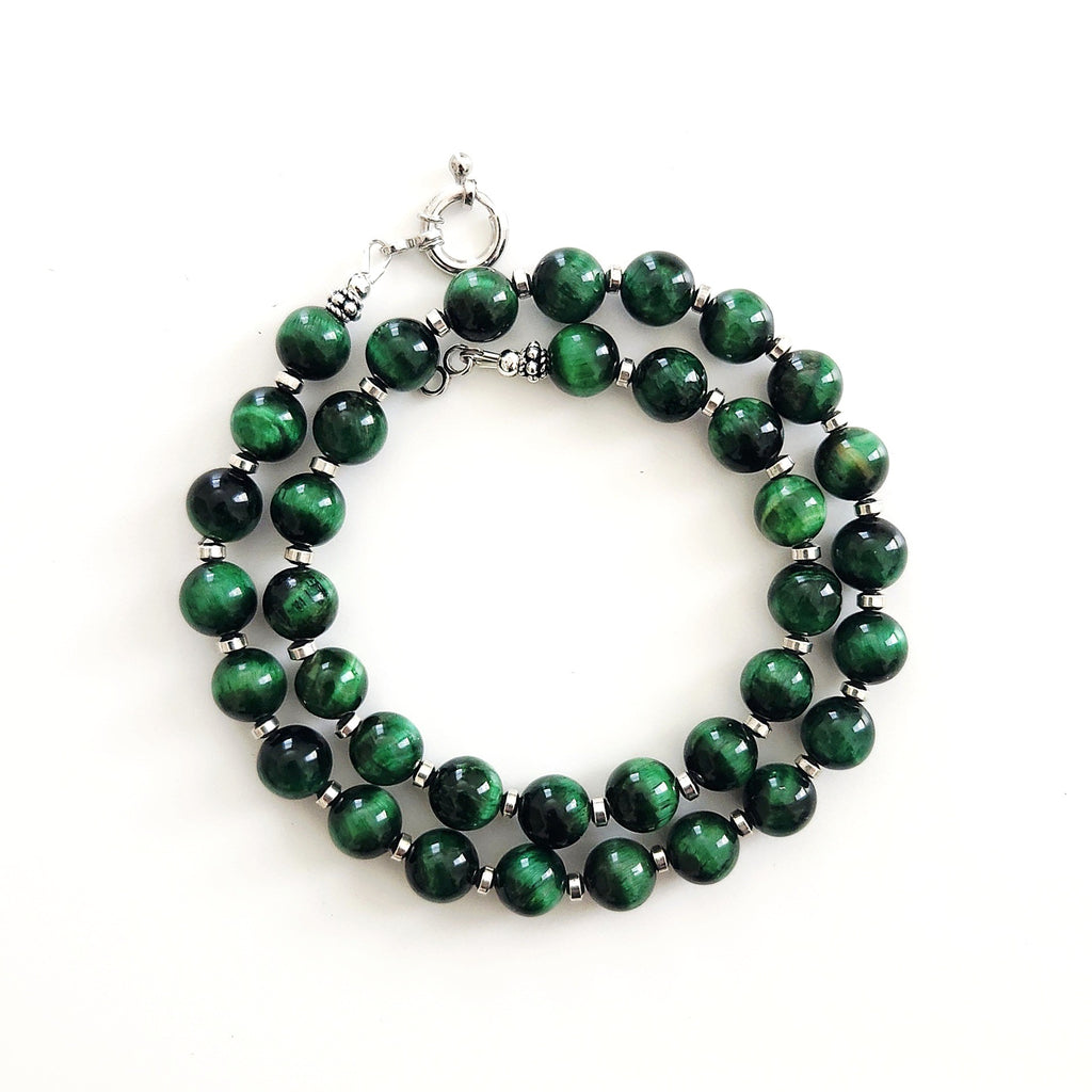 0--GREEN TIGERS EYE NECKLACE--16"