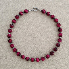 0--HOT PINK TIGERS EYE NECKLACE--16"