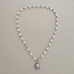 0--MOTHER OF PEARL NECKLACE WITH BUDDHA-16"