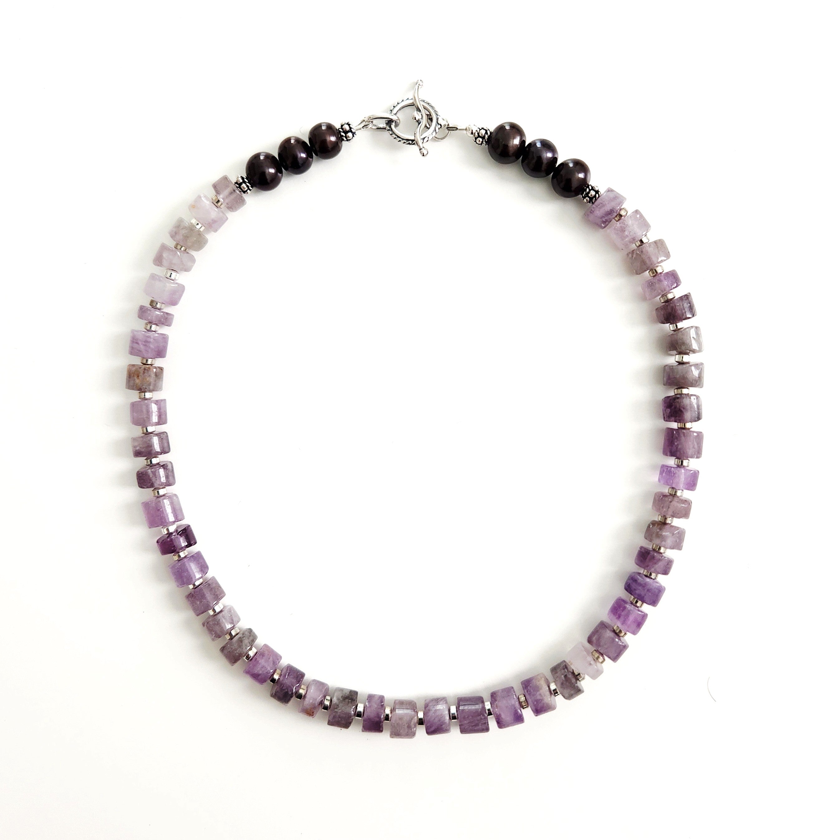 0--AMETHYST CYLINDER NECKLACE - LE LOTUS BLEU
