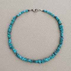 MINI TURQUOISE CHIP NECKLACE--16"