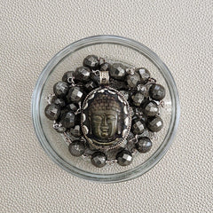 PYRITE NECKLACE WITH BUDDHA PENDANT-24"