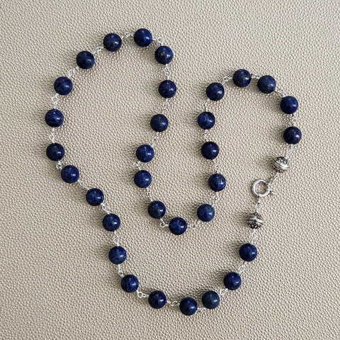 00--10MM LAPIS LAZULI NECKLACE-26"