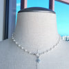 WHITE PEARL NECKLACE WITH 8 POINT STAR-16"