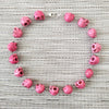 PINK SKULL BEAD NECKLACE-20"