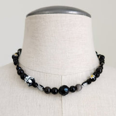 0--MIXED WHIMSIES IN BLACK NECKLACE-16"