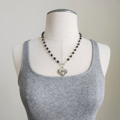 GARNET NECKLACE WITH SCARAB PENDANT-20"