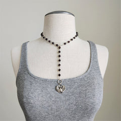 GARNET NECKLACE WITH SCARAB PENDANT-20"