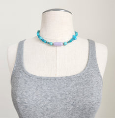 TEAL COLORED MIXED BEAD NECKLACE-16"