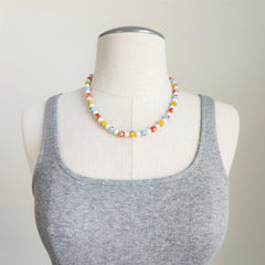 MILLEFIORI MULTI COLORED BEAD NECKLACE-19"