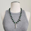 GREEN TIGERS EYE NECKLACE WITH CLAW PENDANT-24"