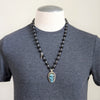 BLACK ONYX NECKLACE WITH SKULL PENDANT-28"
