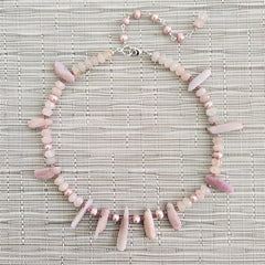 ROSE QUARTZ & KUNZITE NECKLACE-16"