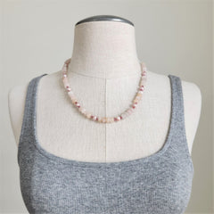 ROSE QUARTZ & PEARL NECKLACE-16"