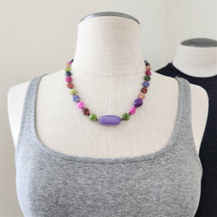 TOURMALINE NECKLACE W/ PURPLE AGATE-17"