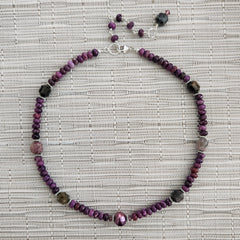 LEPIDOLITE NECKLACE W/ TOURMALINE-16"