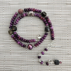 LEPIDOLITE NECKLACE W/ TOURMALINE-16"