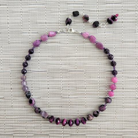 PURPLE HAZE MIXED GEMSTONE NECKLACE-16"