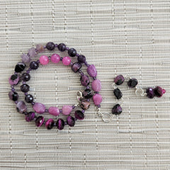 PURPLE HAZE MIXED GEMSTONE NECKLACE-16"