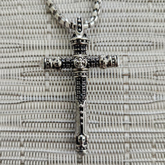 SKULL CROSS ON 925 SILVER CHAIN