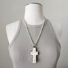 CARVED FLORAL CROSS ON 925 SILVER CHAIN
