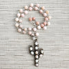 PINK OPAL NECKLACE WITH PEARL CACTUS PENDANT