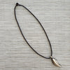 CARVED FEATHER NECKLACE-22"