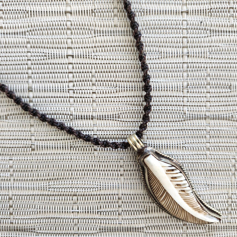 2--CARVED FEATHER NECKLACE-22"