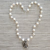 WHITE PEARL NUGGET NECKLACE WITH BUDDHA PENDANT-22"