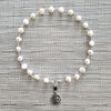 WHITE PEARL NECKLACE W/ OM PENDANT-16"