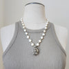 WHITE PEARL NUGGET NECKLACE WITH BUDDHA PENDANT-22"