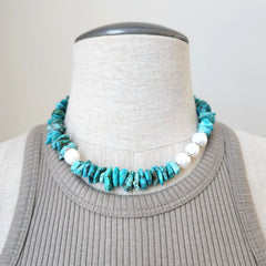 TURQUOISE NUGGET NECKLACE-16IN