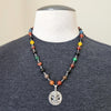 MIXED AGATE NECKLACE WITH GANESH PENDANT-24"