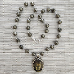 9--PYRITE NECKLACE WITH BUDDHA PENDANT-24"