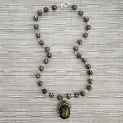 9--PYRITE NECKLACE WITH BUDDHA PENDANT-24"