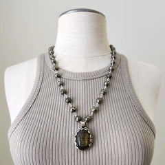 9--PYRITE NECKLACE WITH BUDDHA PENDANT-24"