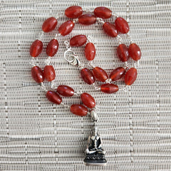 CARNELIAN NECKLACE WITH BUDDHA PENDANT-19"