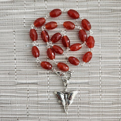 CARNELIAN NECKLACE WITH LUNA MOTH PENDANT-16"