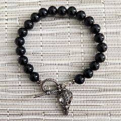 BLACK ONYX BRACELET WITH RAVEN CHARM