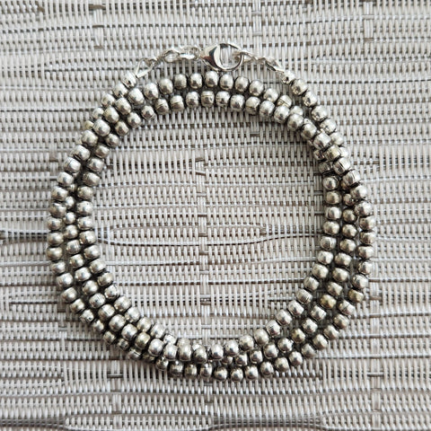 925 VINTAGE SILVER BEAD NECKLACE-21"