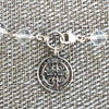 CLEAR QUARTZ NECKLACE WITH ST BENEDICT MEDAL-16"