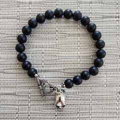 MATTE BLACK ONYX (8MM) BRACELET WITH SKULL CHARM