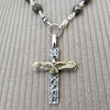 1--PYRITE NECKLACE WITH EAGLE CROSS PENDANT-20"