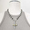 1--PYRITE NECKLACE WITH EAGLE CROSS PENDANT-20"
