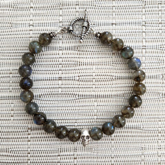 LABRADORITE BRACELET WITH SKULL BEAD