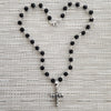 BLACK ONYX NECKLACE WITH SKULL CROSS-21"