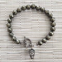 PYRITE BRACELET WITH SKULL CHARM