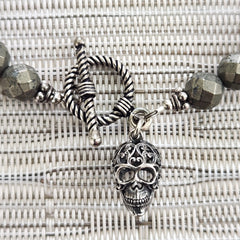 PYRITE BRACELET WITH SKULL CHARM