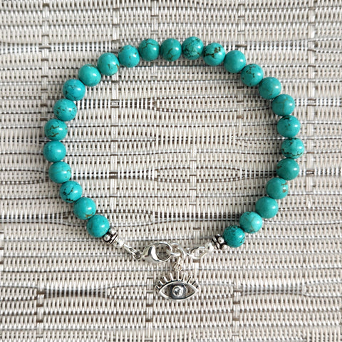 TURQUOISE BRACELET WITH EVIL EYE CHARM