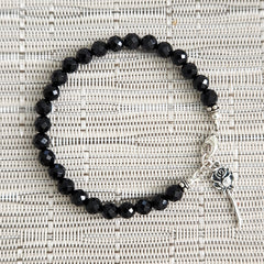 BLACK ONYX BRACELET WITH 925 ROSE